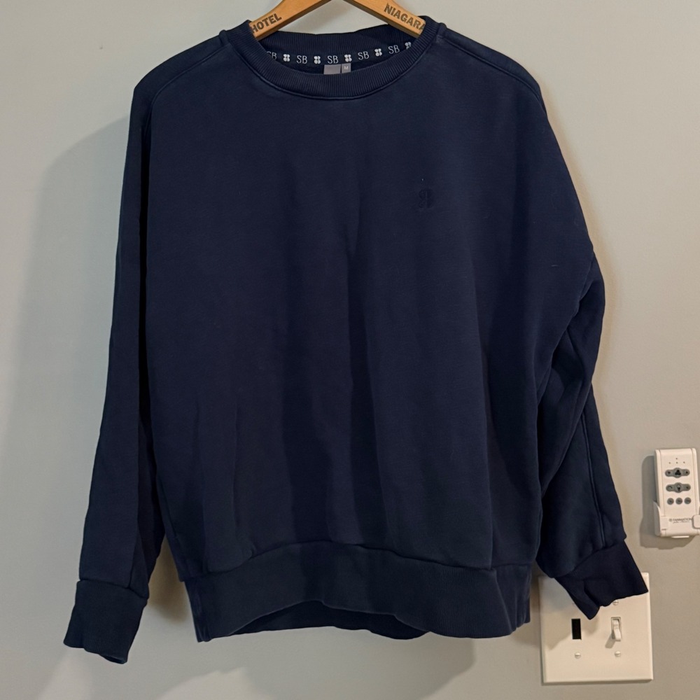 Sweaty Betty Sweatshirt Womens Medium Navy Blue Cotton Crewneck Athleisure 5738